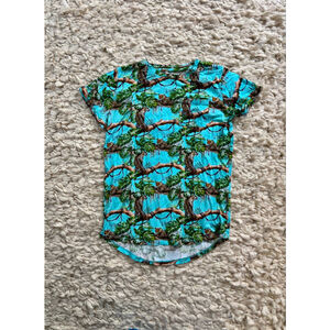 Boys BUMS & ROSES Bamboo Short Sleeve Tee 10 Blue Green Leopard Print
